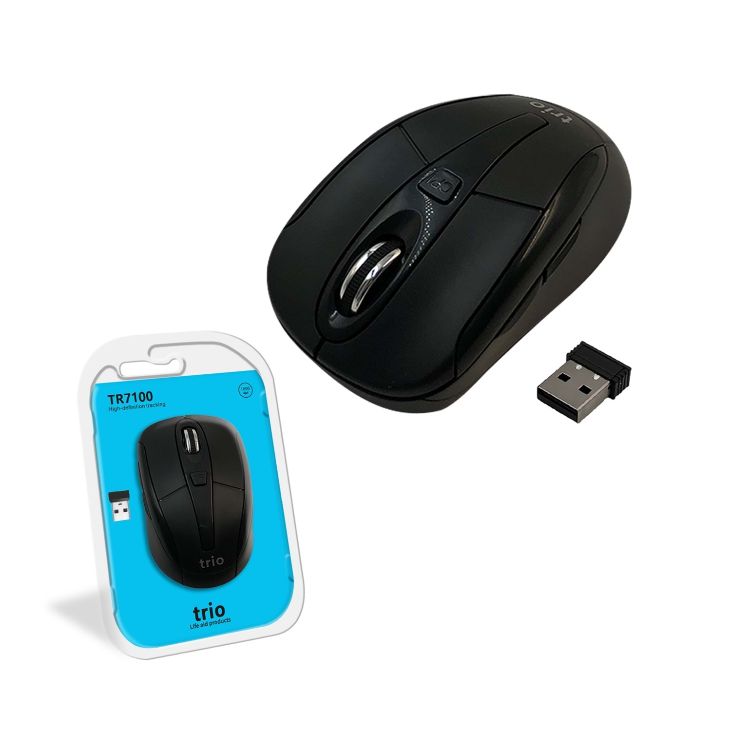 TRİO TR7100 Kablosuz Mouse - Ergonomik Sessiz Mouse, USB Nano Alıcılı, 2-4GHz Wireless